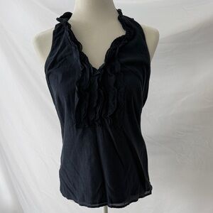 Ann Taylor Navy Blue Ruffled Tank Top